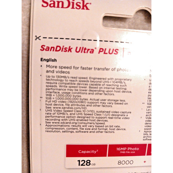 SanDisk 128GB ULTRA PLUS microSDXC UHS-1 Card w Adapter microSD memory card - Picture 7 of 9